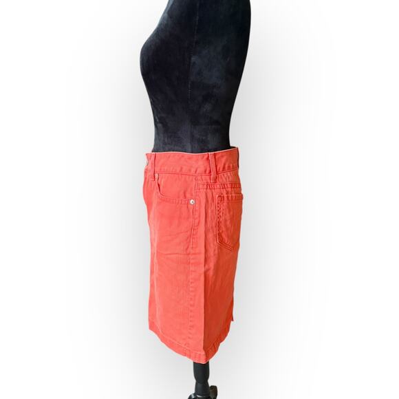 L.L. Bean Women's Orange Favorite Fit Straight Denim Pencil Skirt Size 6 - Picture 4 of 12